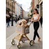 SteAnny Stroller for Dog&Cat,Pet Stroller with 4-Wheels Up to 55lbs, 2-in-1Removable Carrier(Khaki)