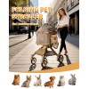 SteAnny Stroller for Dog&Cat,Pet Stroller with 4-Wheels Up to 55lbs, 2-in-1Removable Carrier(Khaki)