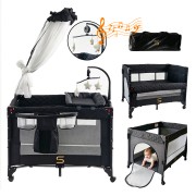 Steanny Bassinet,Pack n Play,Playard with Bassinet, Bedside Sleeper with 4wheels,Changing Table,Mosquto Net