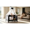 Pack n Play,Playard With Bassinet,Foldble Bedside Sleep 4Wheels,Mosquito Net,Changing Table,Toys Bar with Music