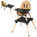 5-in-1 Baby Eat and Grow Convertible Wooden High Chair with Detachable Tray