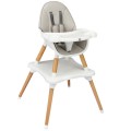 5-in-1 Baby Eat and Grow Convertible Wooden High Chair with Detachable Tray