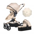AULON™ 2022 Baby Stroller 2-In-1 PU Leather Pram Seat With Bassinet