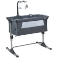 Height Adjustable Baby Side Crib with Music Box & Toys Height Adjustable Baby Side Crib with Music Box & Toys