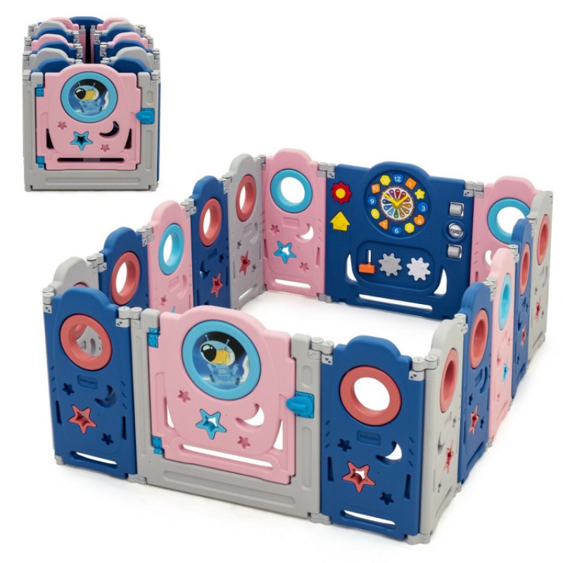 Foldable Kids Safety Play Center with Lockable Gate