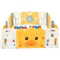 Portable Baby Playpen with Yellow Duck Pattern and Non-Slip Rubber Bases