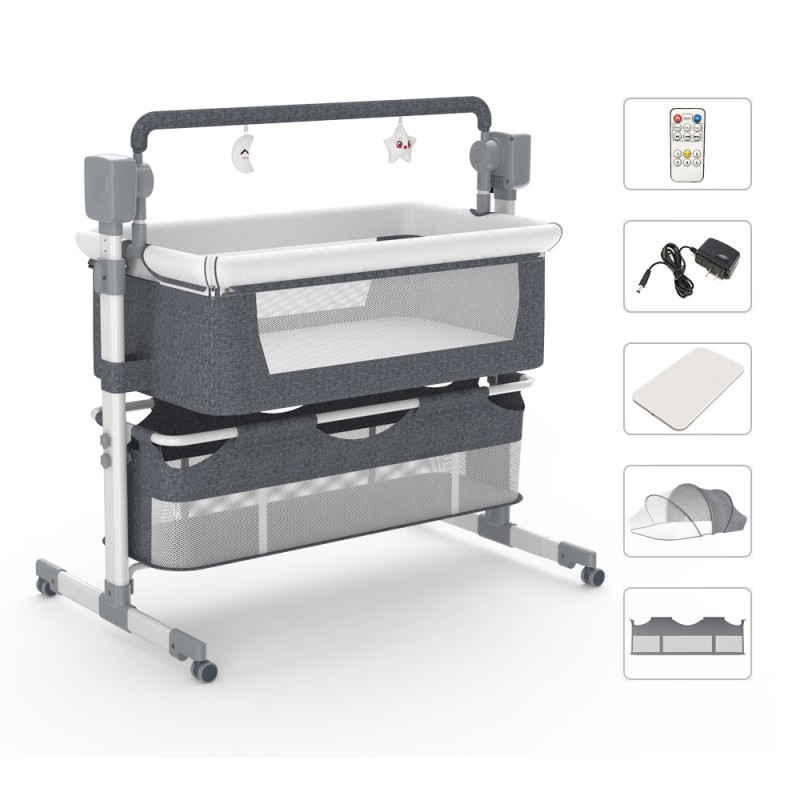 Steanny Baby Bed Electric Rocking Crib - Adjustable Swing and Bluetooth Accompany Steanny Baby Bed Electric Rocking Crib - Automatic Cradle Newborn Bassinet