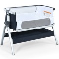 Baby Bedside Bassinet with Storage Basket and Wheels