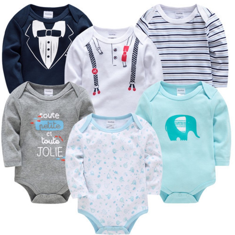 Baby Boys Girls Bodysuit 6 PCS 3 PCS Long Sleeve 100% Cotton Baby Clothes 0-12 months Newborn body bebe Jumpsuit Clothing