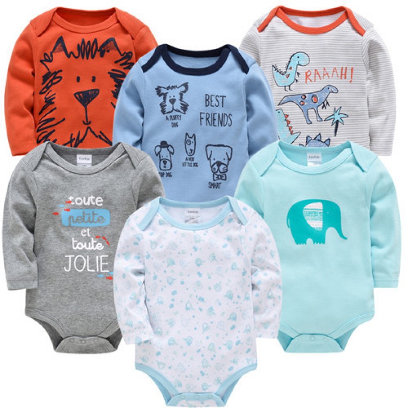 Baby Boys Girls Bodysuit 6 PCS 3 PCS Long Sleeve 100% Cotton Baby Clothes  0-12 months Newborn body bebe Jumpsuit Clothing