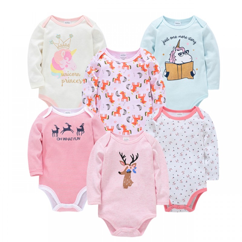 Baby Boys Girls Bodysuit 6 PCS 3 PCS Long Sleeve 100% Cotton Baby Clothes 0-12 months Newborn body bebe Jumpsuit Clothing