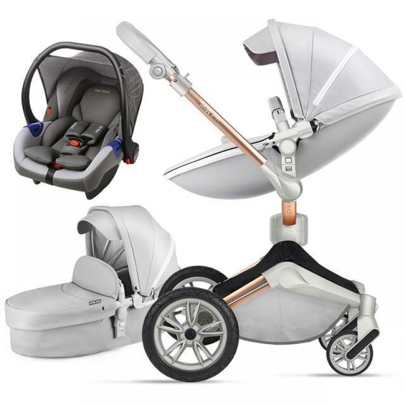 Hotmom 3-In-1 Pram Baby Stroller With Car Seat Toddler Carriage