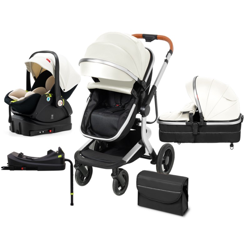 SteAnny 5-in-1 Baby Stroller Travel System - Portable Pram with PU Leather Image Title: SteAnny 5-in-1 Baby Stroller Travel System - Portable Pram Unisex Infant Carriage PU Leather