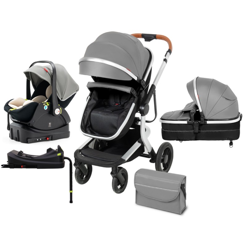 SteAnny 5-in-1 Baby Stroller Travel System - Portable Pram with PU Leather Image Title: SteAnny 5-in-1 Baby Stroller Travel System - Portable Pram Unisex Infant Carriage PU Leather