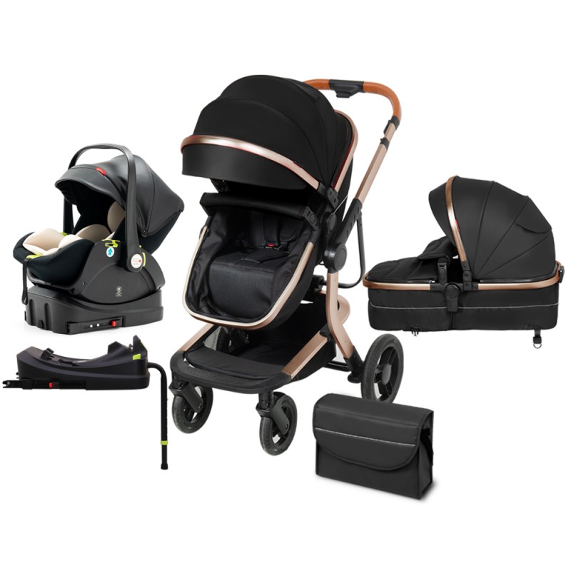 SteAnny 5-in-1 Baby Stroller Travel System - Portable Pram with PU Leather Image Title: SteAnny 5-in-1 Baby Stroller Travel System - Portable Pram Unisex Infant Carriage PU Leather