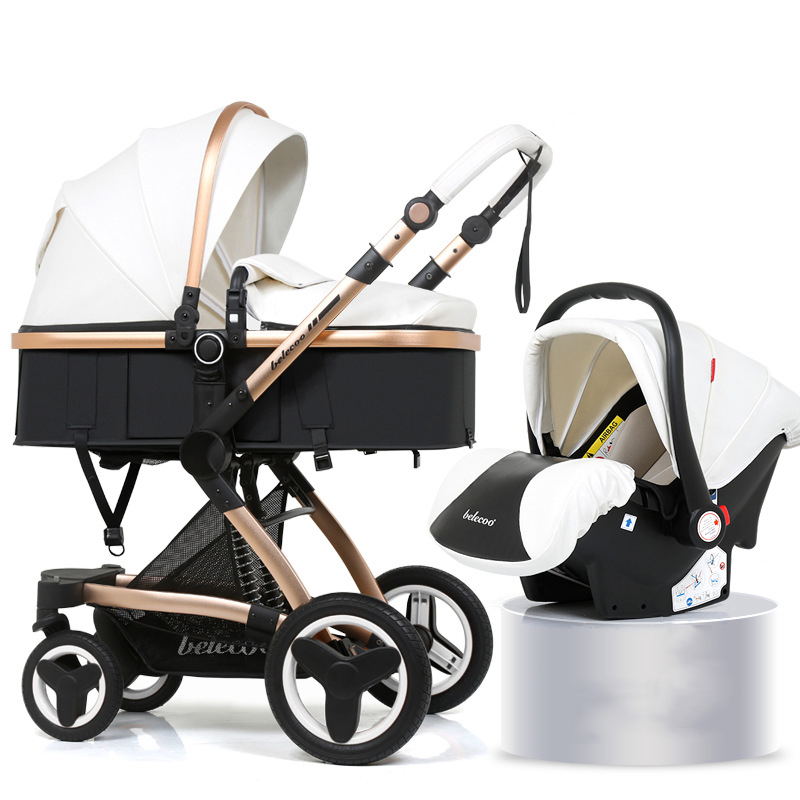 Belecoo Baby Stroller 2-In-1 Pram High-Landscape Toddler 4-Wheel Carriage