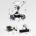 AULON™ 2022 Baby Stroller 2-In-1 PU Leather Pram Seat With Bassinet