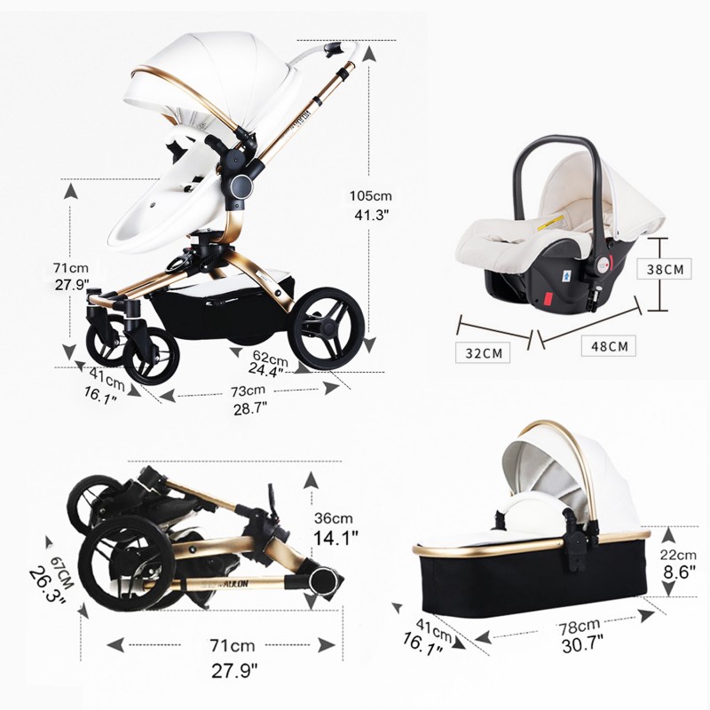 Steanny 5-in-1 Baby Strollers Travel System Newborn Pushchair