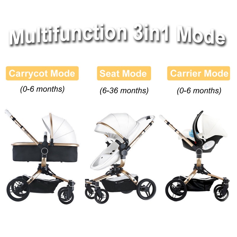 AULON™ 360° Rotation 3-in-1 Baby Stroller Combo Car Seat Travel System