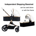 AULON™ 2022 Baby Stroller 2-In-1 PU Leather Pram Seat With Bassinet