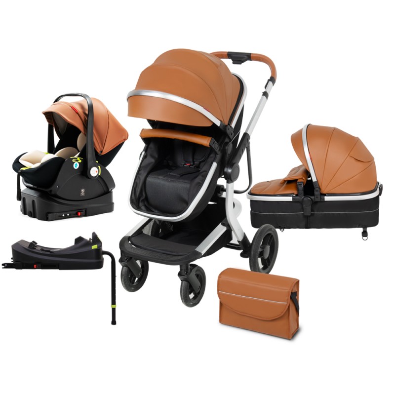 SteAnny 5-in-1 Baby Stroller Travel System - Portable Pram with PU Leather Image Title: SteAnny 5-in-1 Baby Stroller Travel System - Portable Pram Unisex Infant Carriage PU Leather