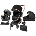 SteAnny 5-in-1 Baby Stroller Travel System - Portable Pram with PU Leather Image Title: SteAnny 5-in-1 Baby Stroller Travel System - Portable Pram Unisex Infant Carriage PU Leather