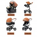 SteAnny 5-in-1 Baby Stroller Travel System - Portable Pram with PU Leather Image Title: SteAnny 5-in-1 Baby Stroller Travel System - Portable Pram Unisex Infant Carriage PU Leather