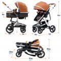 SteAnny 5-in-1 Baby Stroller Travel System - Portable Pram with PU Leather Image Title: SteAnny 5-in-1 Baby Stroller Travel System - Portable Pram Unisex Infant Carriage PU Leather