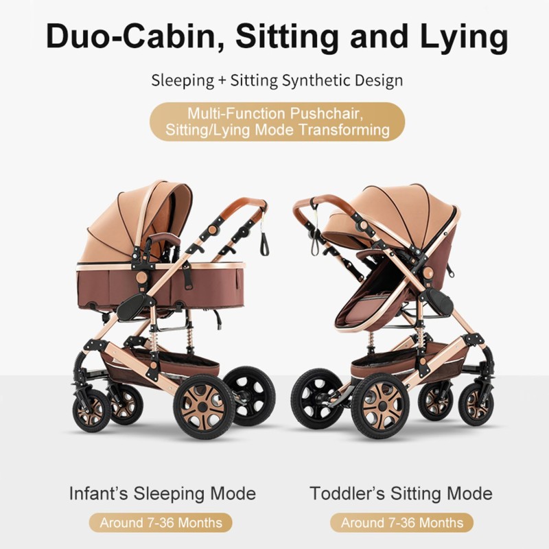 Steanny Baby Stroller 2-in-1 Baby Carriage Reversible Stroller Foldable Pram Upto 55lbs, Suit Newborn to Toddler with Mami Bag (Coupon Code: USD120)