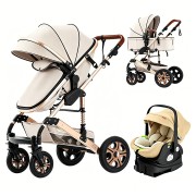 Steanny 5-IN-1 Baby Stroller, Baby Carriage 3in1,Baby Travel System, Foldable Newborn Pram, Reversible Standard Stroller Combo Car Seat and Isofix Base