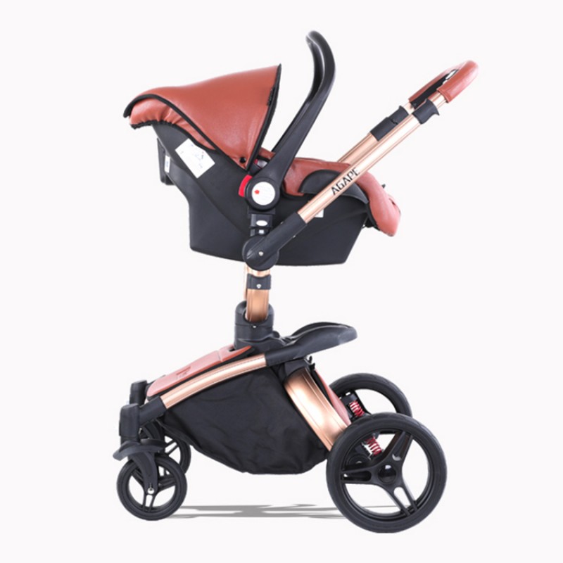 Baby Stroller 3-In-1 PU Leather Pram Baby Carriage 906