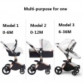 Baby Stroller 3-In-1 PU Leather Pram Baby Carriage 906