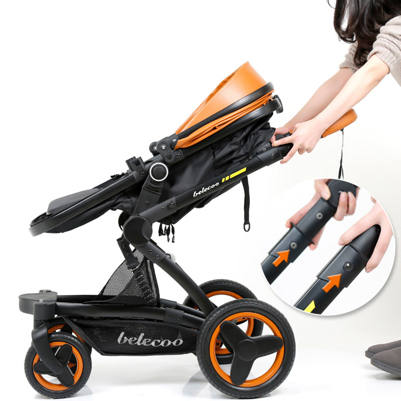 Belecoo Baby Stroller 2-In-1 Pram High-Landscape Toddler 4-Wheel Carriage