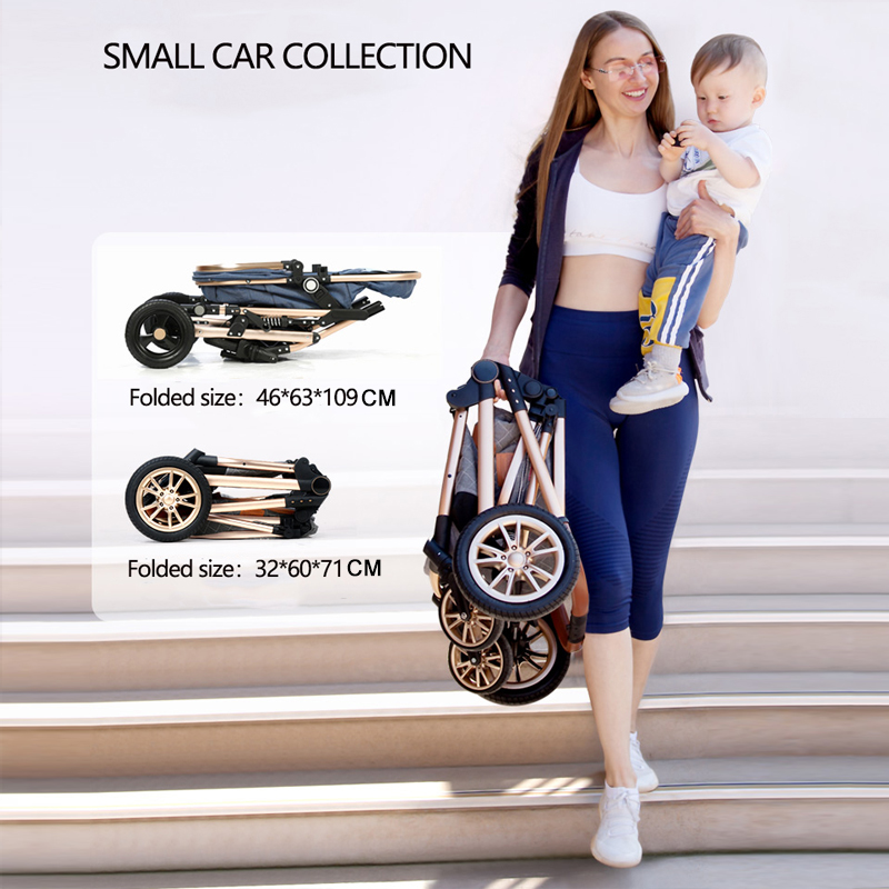 Luxurious Baby Stroller 3 in 1 Portable Travel Baby Carriage Folding Prams  High Landscape Aluminum Frame Car for Newborn Baby