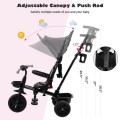 4-in-1 Reversible Toddler Tricycle with Height Adjustable Push Handle 4-in-1 Reversible Toddler Tricycle with Height Adjustable Push Handle