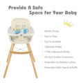 3-in-1 Convertible Wooden High Chair with Cushion