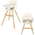 3-in-1 Convertible Wooden High Chair with Cushion