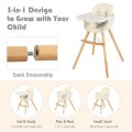 3-in-1 Convertible Wooden High Chair with Cushion 3-in-1 Convertible Wooden High Chair with Cushion