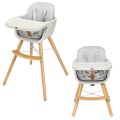 3-in-1 Convertible Wooden High Chair with Cushion