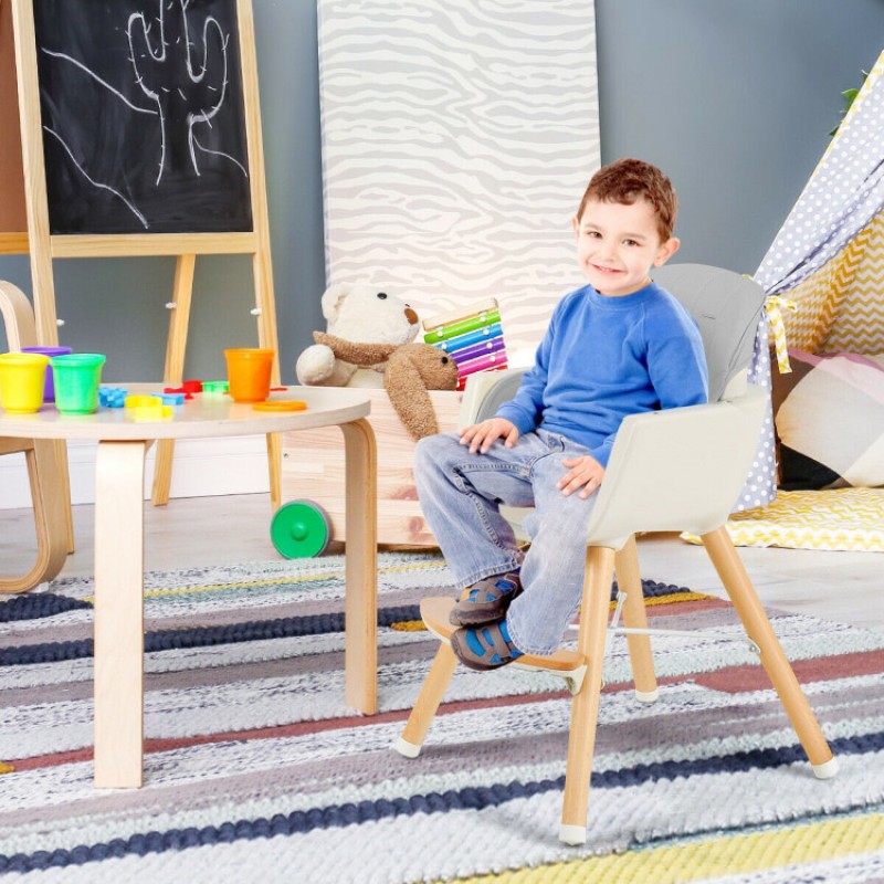 3-in-1 Convertible Wooden High Chair with Cushion 3-in-1 Convertible Wooden High Chair with Cushion
