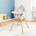 3-in-1 Convertible Wooden High Chair with Cushion