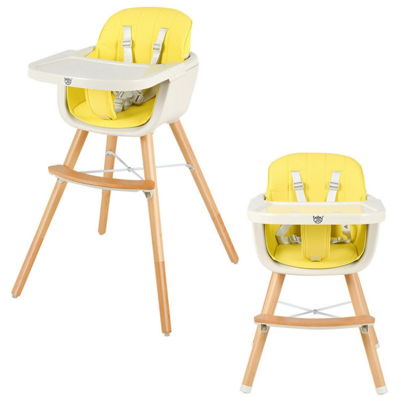 3-in-1 Convertible Wooden High Chair with Cushion 3-in-1 Convertible Wooden High Chair with Cushion