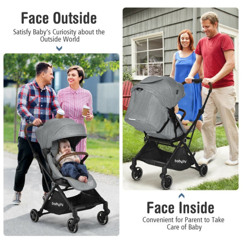 2-in-1 Convertible Aluminum Baby Stroller with Adjustable Canopy