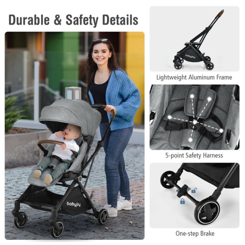 2-in-1 Convertible Aluminum Baby Stroller with Adjustable Canopy