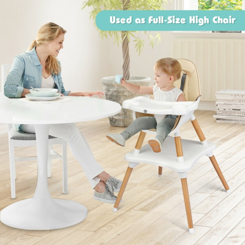 5-in-1 Baby Eat and Grow Convertible Wooden High Chair with Detachable Tray 5-in-1 Baby Eat and Grow Convertible Wooden High Chair with Detachable Tray