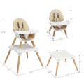 5-in-1 Baby Eat and Grow Convertible Wooden High Chair with Detachable Tray 5-in-1 Baby Eat and Grow Convertible Wooden High Chair with Detachable Tray