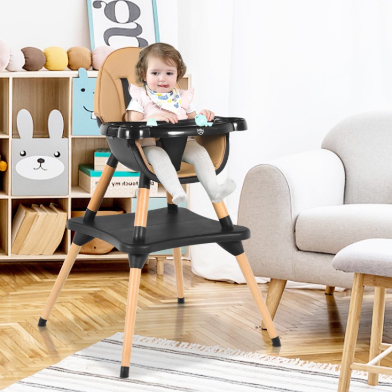 5-in-1 Baby Eat and Grow Convertible Wooden High Chair with Detachable Tray 5-in-1 Baby Eat and Grow Convertible Wooden High Chair with Detachable Tray