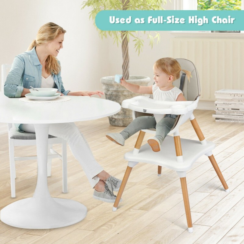 5-in-1 Baby Eat and Grow Convertible Wooden High Chair with Detachable Tray 5-in-1 Baby Eat and Grow Convertible Wooden High Chair with Detachable Tray