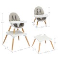 5-in-1 Baby Eat and Grow Convertible Wooden High Chair with Detachable Tray