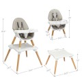 5-in-1 Baby Eat and Grow Convertible Wooden High Chair with Detachable Tray 5-in-1 Baby Eat and Grow Convertible Wooden High Chair with Detachable Tray